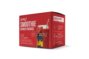 Smoothie Berries Paradise de Zumit- Caja de 3 unidades de fresa, mango, arándanos y cereza para la elaboración de smoothies en casa